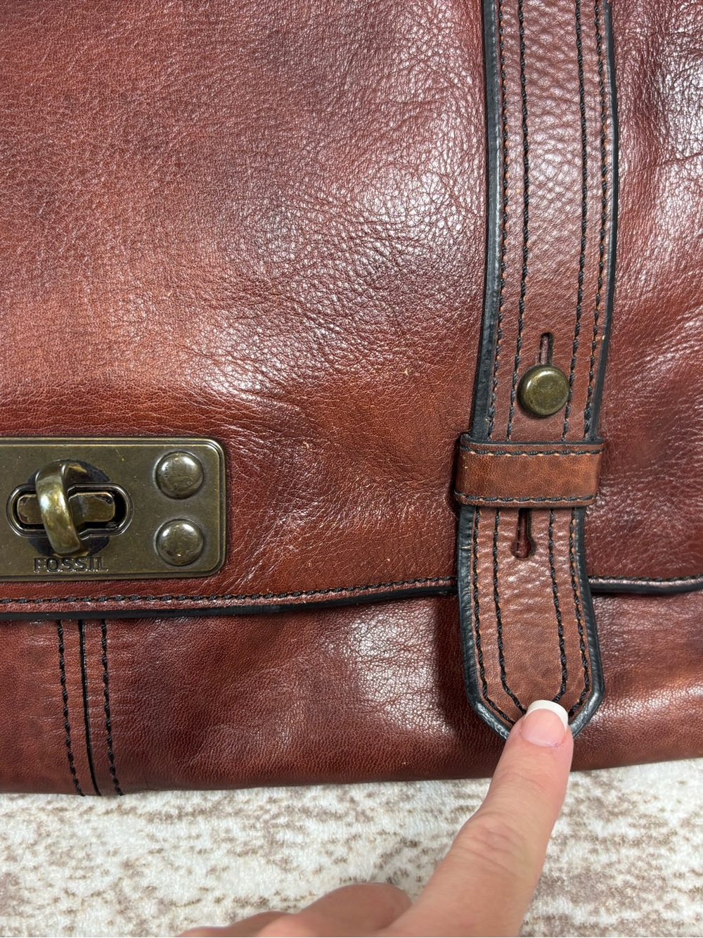 Fossil Brown Leather Crossbody Satchel - Picture 2 of 15